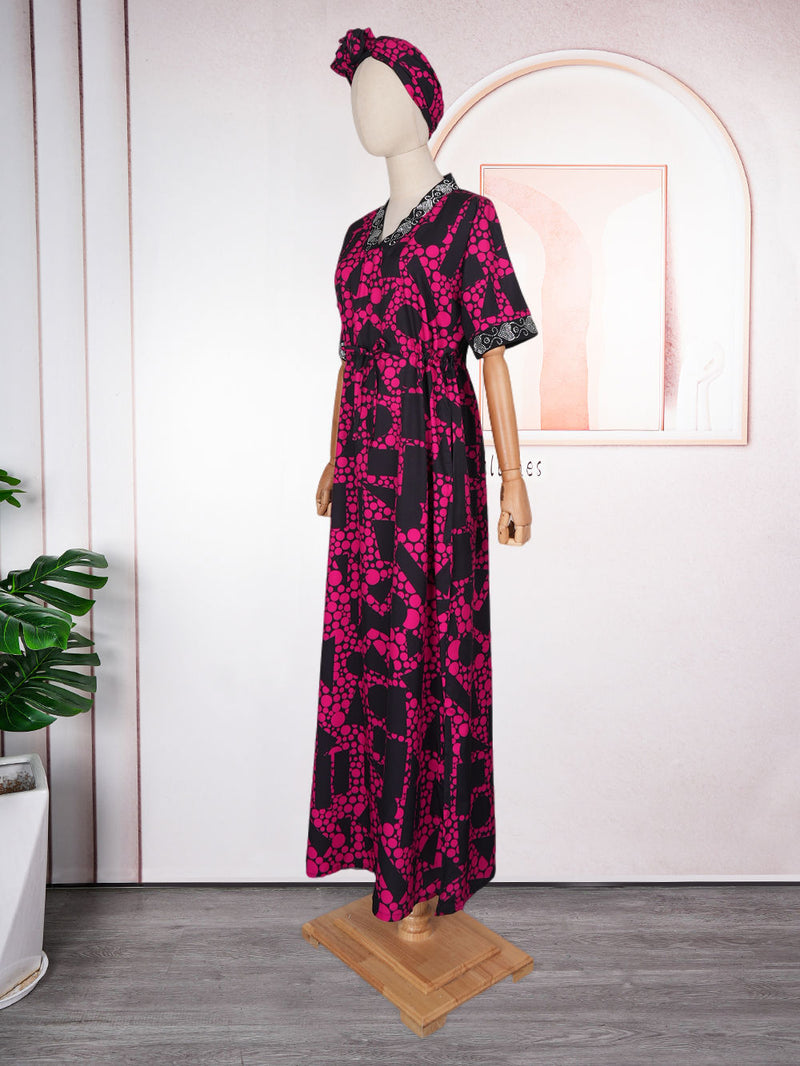 HDAfricanDress African Dresses For Women Elegant 2024 Fashion Kaftan Boubou Robe Print Evening Gown 103