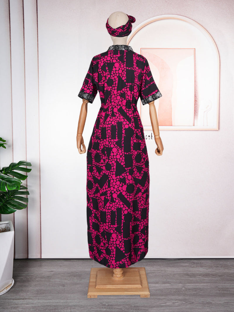 HDAfricanDress African Dresses For Women Elegant 2024 Fashion Kaftan Boubou Robe Print Evening Gown 104