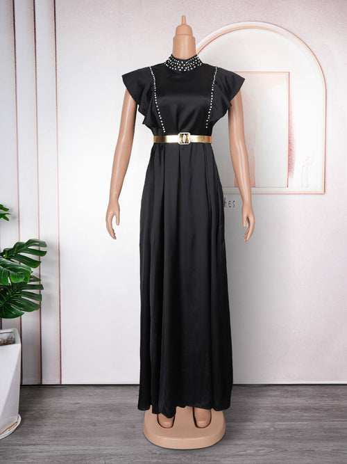 HDAfricanDress Elegant African Dresses For Women 2024 Summer Fashion Sleeveless Party Long Dress 102