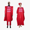 HDAfricanDress African Clothes For Couple 2024 Men And Women Bazin Red Robe Top Pant Suit Clothing 1002