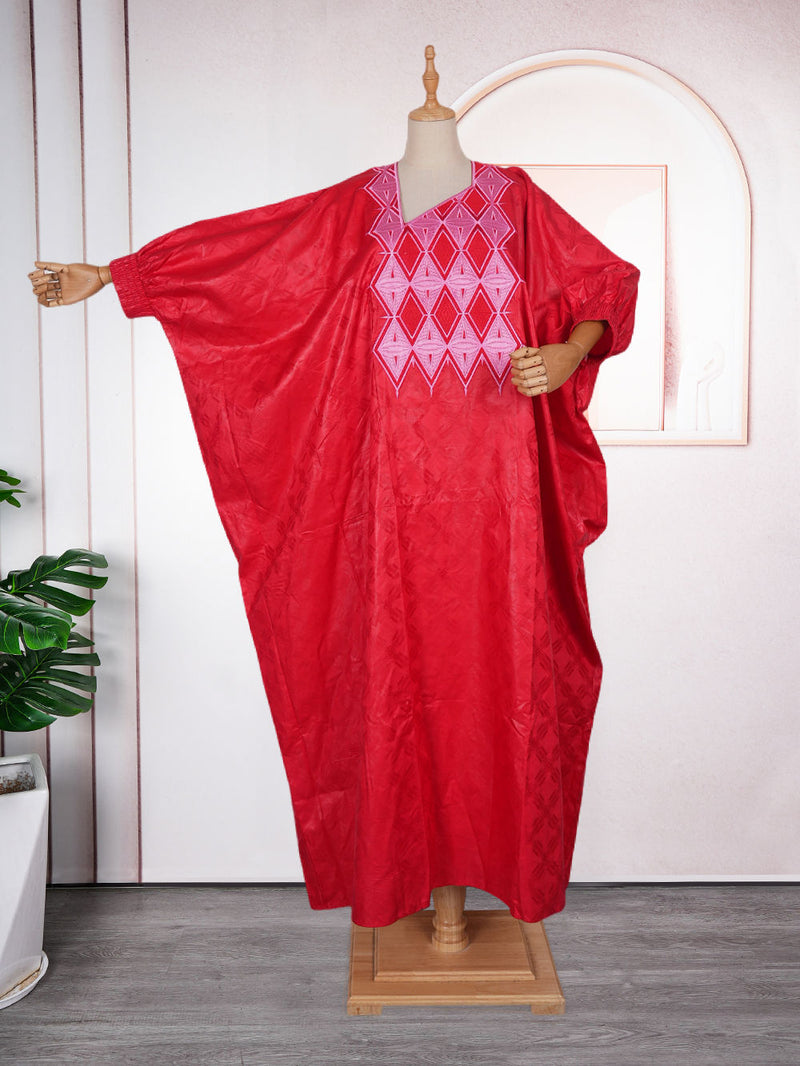 HDAfricanDress African Clothes For Couple 2024 Men And Women Bazin Red Robe Top Pant Suit Clothing 1004