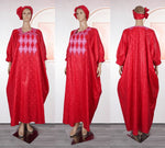 HDAfricanDress African Clothes For Couple 2024 Men And Women Bazin Red Robe Top Pant Suit Clothing 1005