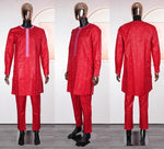 HDAfricanDress African Clothes For Couple 2024 Men And Women Bazin Red Robe Top Pant Suit Clothing 1012