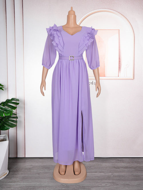 HDAfricanDress Plus Size African Women 2024 New Summer Fashion Chiffon Gown Elegant Turkey Dress 102