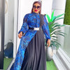 HDAfricanDress Elegant African Dresses For Women 2024 New Fashion Long Sleeve Print Party Chiffon Dress 1010