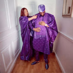 HDAfricanDress African Couple Clothes Traditional High Quality Bazin Purple 2024 Robe Top Pant Suit 101