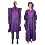 HDAfricanDress African Couple Clothes Traditional High Quality Bazin Purple 2024 Robe Top Pant Suit 102