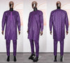 HDAfricanDress African Couple Clothes Traditional High Quality Bazin Purple 2024 Robe Top Pant Suit 1014