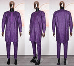 HDAfricanDress African Couple Clothes Traditional High Quality Bazin Purple 2024 Robe Top Pant Suit 1014