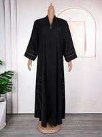 HDAfricanDress Black Abaya Dubai Muslim Hijab Dress 2024 Caftan Marocain Arab Islamic Kimono Robe 103