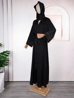 HDAfricanDress Black Abaya Dubai Muslim Hijab Dress 2024 Caftan Marocain Arab Islamic Kimono Robe 104