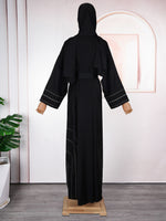 HDAfricanDress Black Abaya Dubai Muslim Hijab Dress 2024 Caftan Marocain Arab Islamic Kimono Robe 105