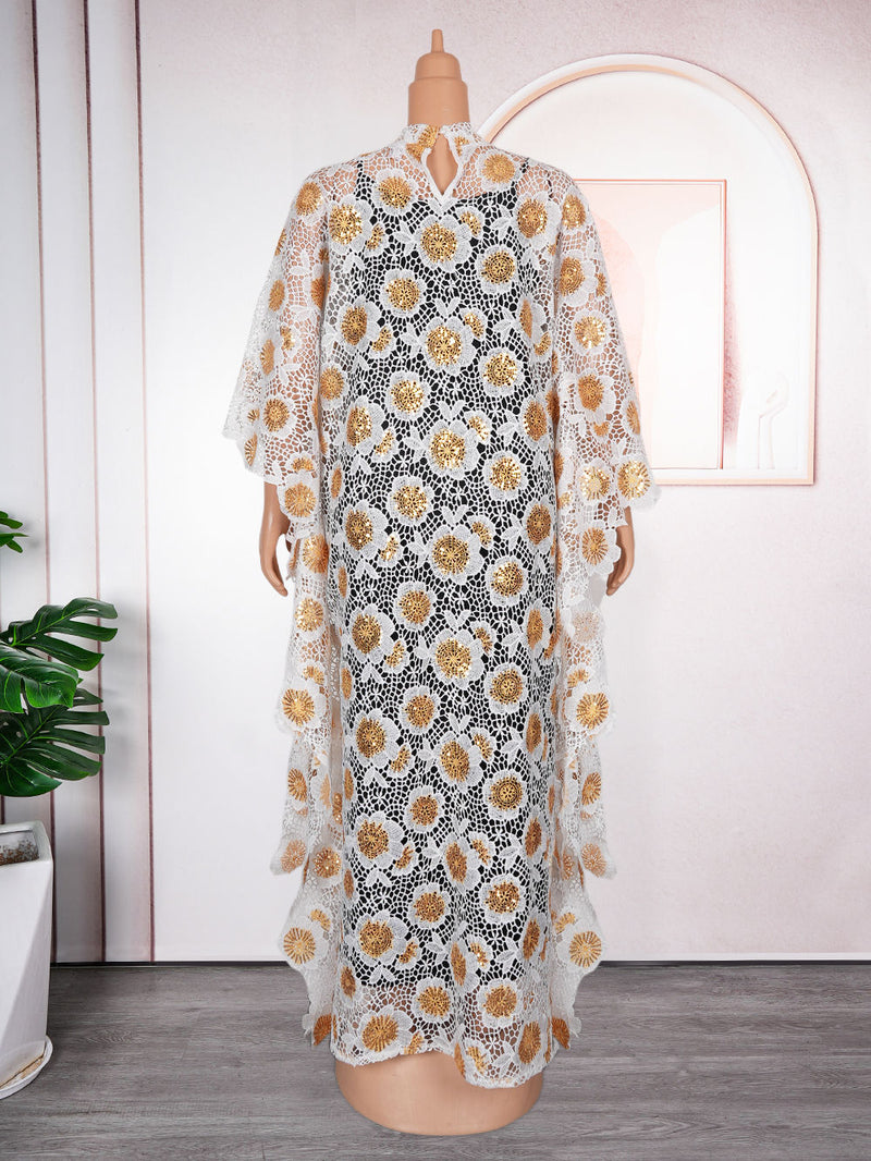 HDAfricanDress Elegant African Women Lace Boubou Kaftan Dress hdafricandress HDAfricanDress Elegant African Women Lace Boubou Kaftan Dress hdafricandress