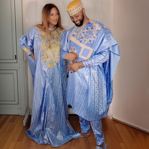 HDAfricanDress Plus Size African Clothes For Couple 2024 New Dashiki Ankara Bazin Design Party Dresses 101