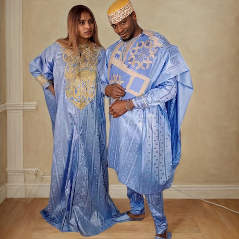 HDAfricanDress Plus Size African Clothes For Couple 2024 New Dashiki Ankara Bazin Design Party Dresses