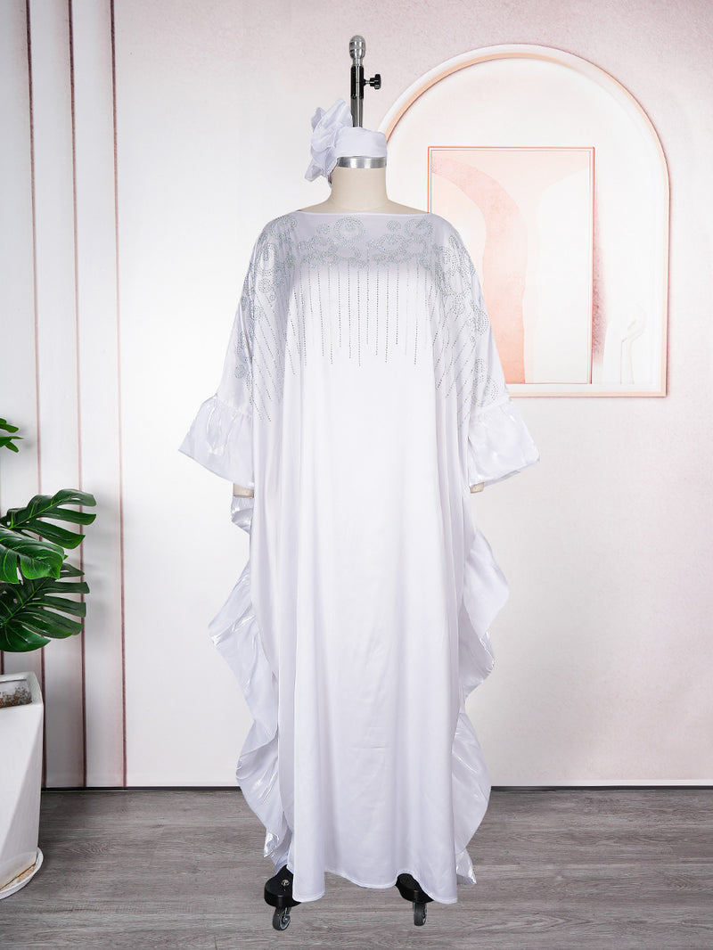 HDAfricanDress Women Ankara White Gown Abayas Muslim Kaftan 2026 – hdafricandress
