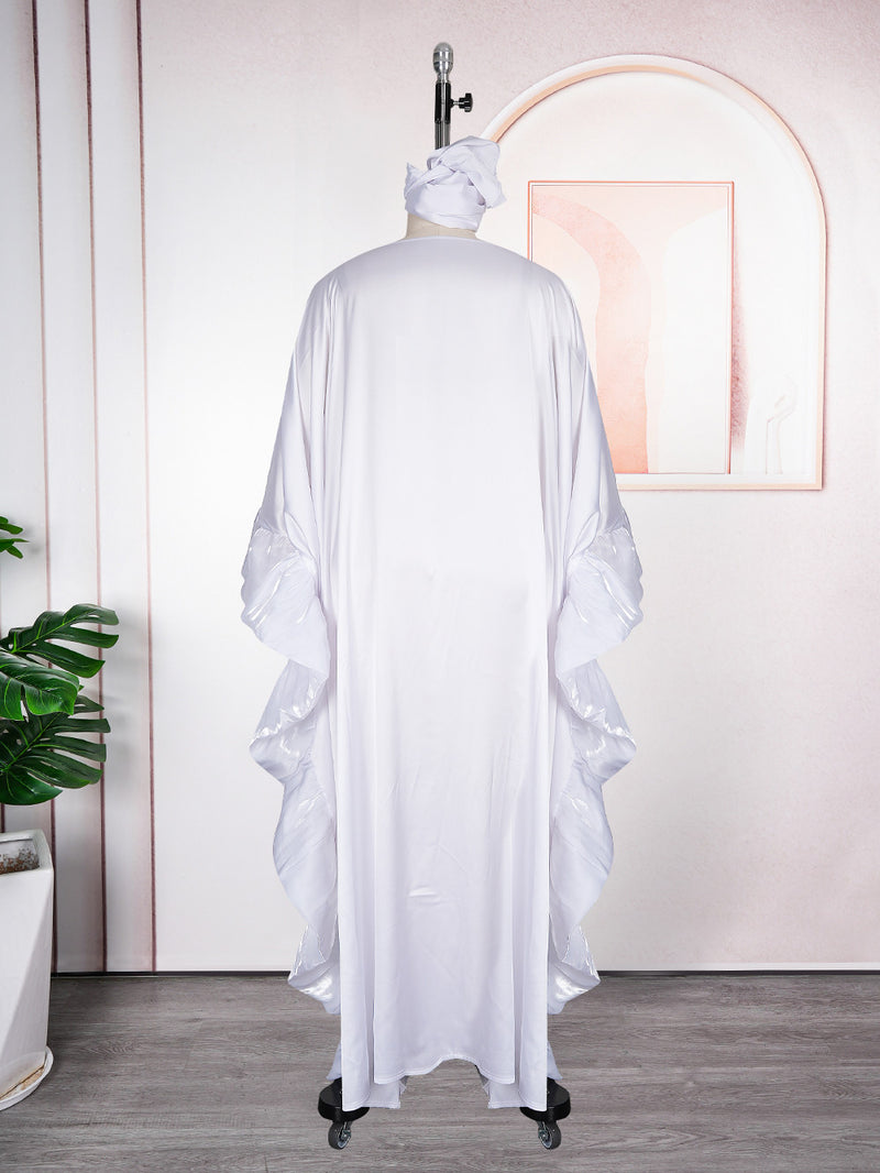 HDAfricanDress Women Ankara White Gown Abayas Muslim Kaftan 2026 – hdafricandress