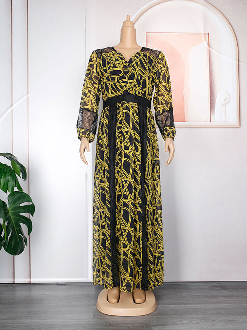 HDAfricanDress Plus Size African Party Dresses For Women 2023 New Fashion Dashiki Ankara Lace Maxi Dress 602