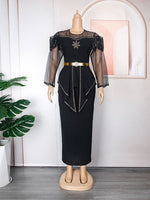 HDAfricanDress Luxury Evening Dresses 2023 African Women Sleeve Bodycon Office Lady Overalls Dress 1013