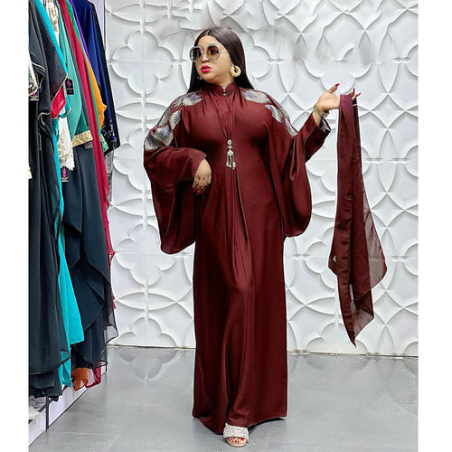 HDAfricanDress African Party Dresses For Women Elegant Embroidery Muslim Abayas Long Maxi Dress 601