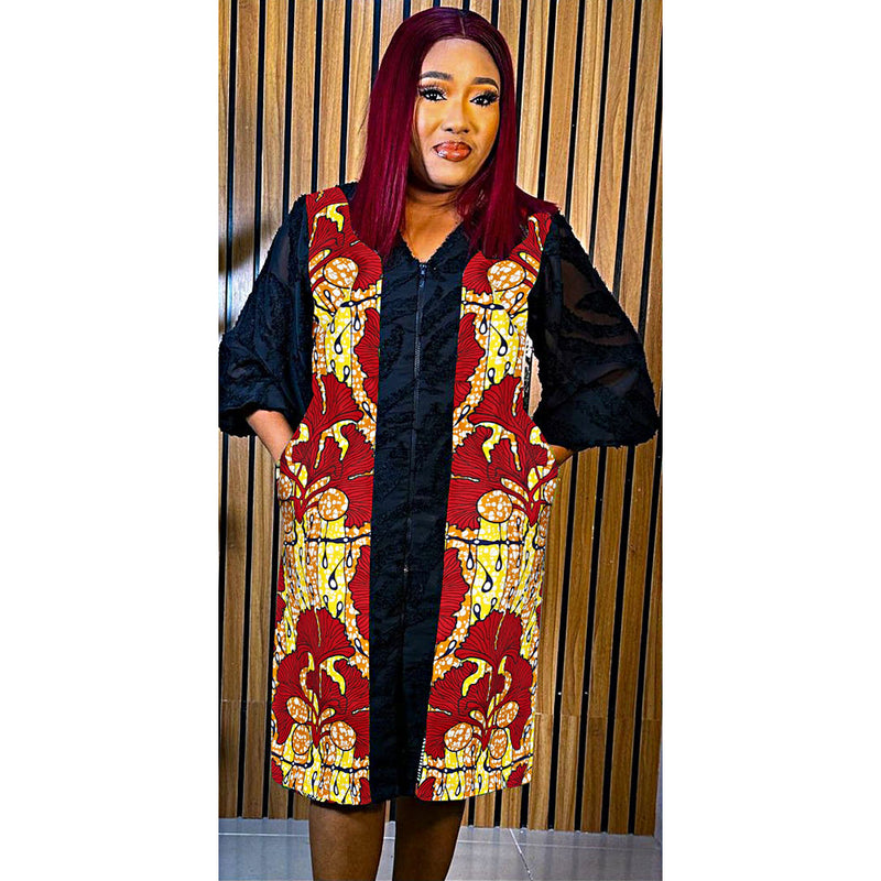 HDAfricanDress African Dresses For Women Long Sleeve Dashiki Patchwork Ankara Bazin Robe Dress 2023 101