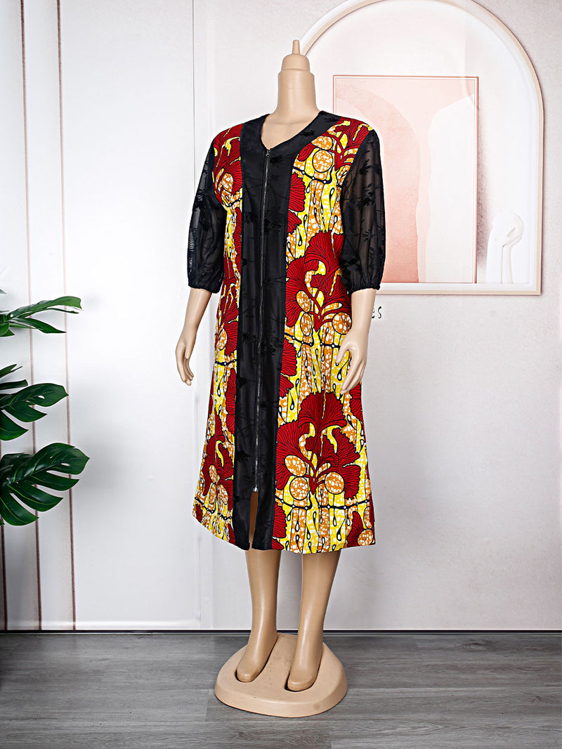 HDAfricanDress African Dresses For Women Long Sleeve Dashiki Patchwork Ankara Bazin Robe Dress 2023 103