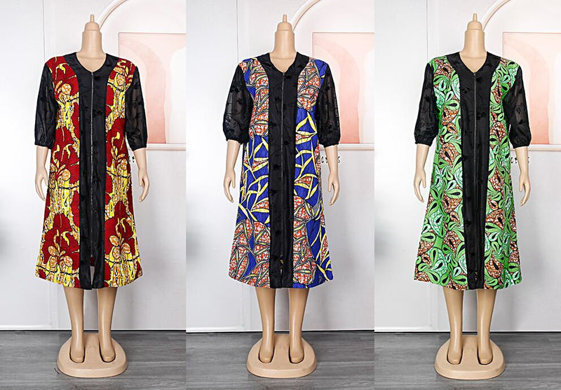 HDAfricanDress African Dresses For Women Long Sleeve Dashiki Patchwork Ankara Bazin Robe Dress 2023 107