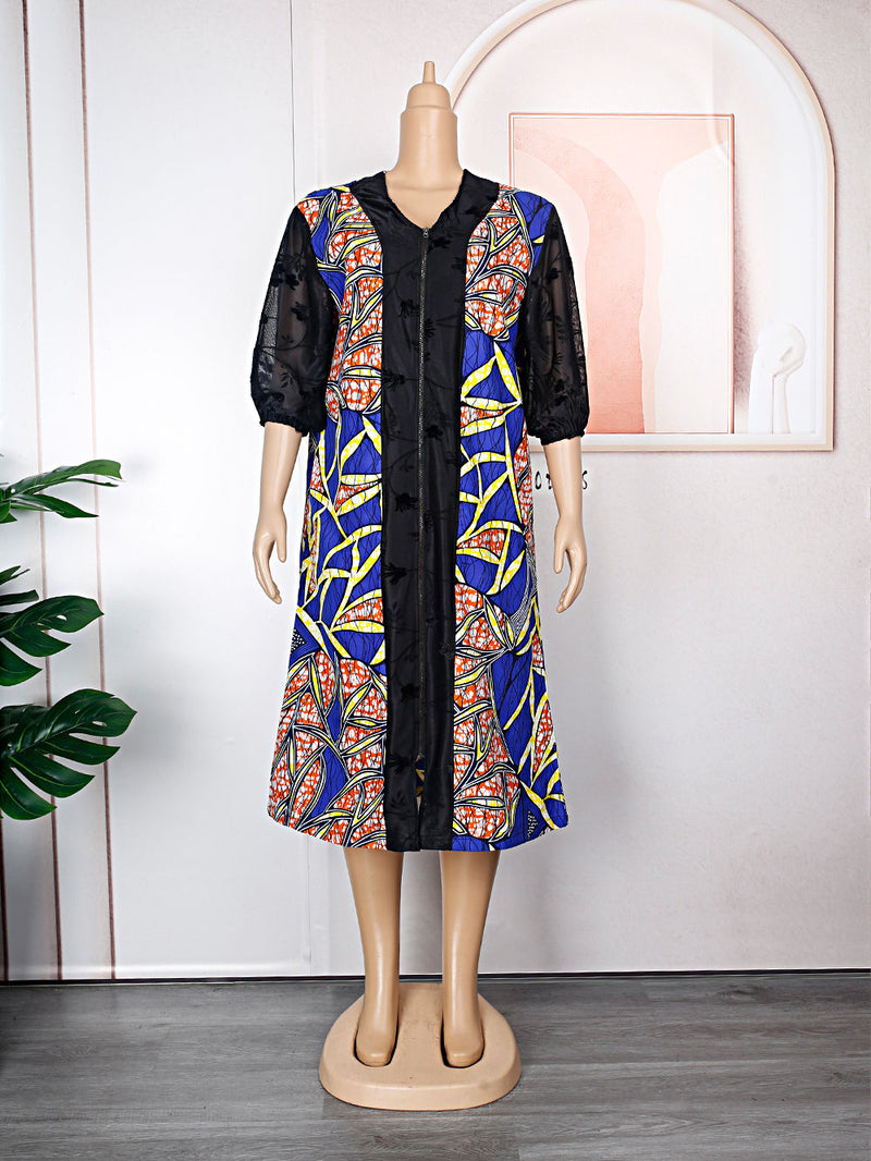 HDAfricanDress African Dresses For Women Long Sleeve Dashiki Patchwork Ankara Bazin Robe Dress 2023 109