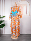 HDAfricanDress 2023 Chiffon Dresses For Woman Turkey African Dashiki Print Boho Ruffle Sleeve Dress 603
