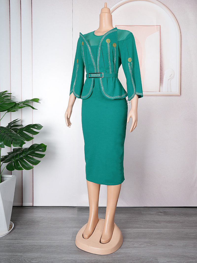 HDAfricanDress Elegant African Dresses For Women Dashiki Ankara Outfits Robe 2023 Plus Size Office Lady 603
