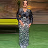 HDAfricanDress Luxury Sequin Dresses For Women Dubai African Wedding Party Evening Dress Ankara Dashiki 105