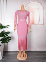 HDAfricanDress African Tassel Dresses For Women 2023 Summer Party Evening Dress Dashiki Ankara Clothing 3014