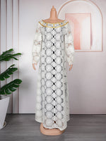 HDAfricanDress African Dresses For Women Elegant Hollow Out Dashiki Lace Robe Kaftan Long Dress 2023 605