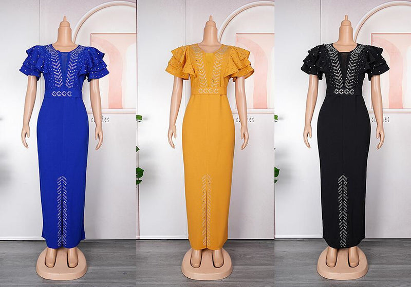 HDAfricanDress Plus Size African Dresses For Women Ankara Gown Outfits Bodycon Split Long Dress 2023 608