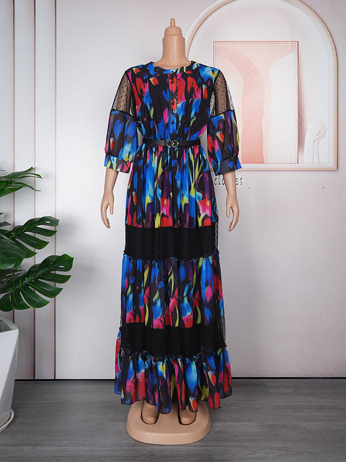 HDAfricanDress African Print Dresses For Women 2023 Plus Size Evening Party Elegant Kaftan Maxi Dress 602