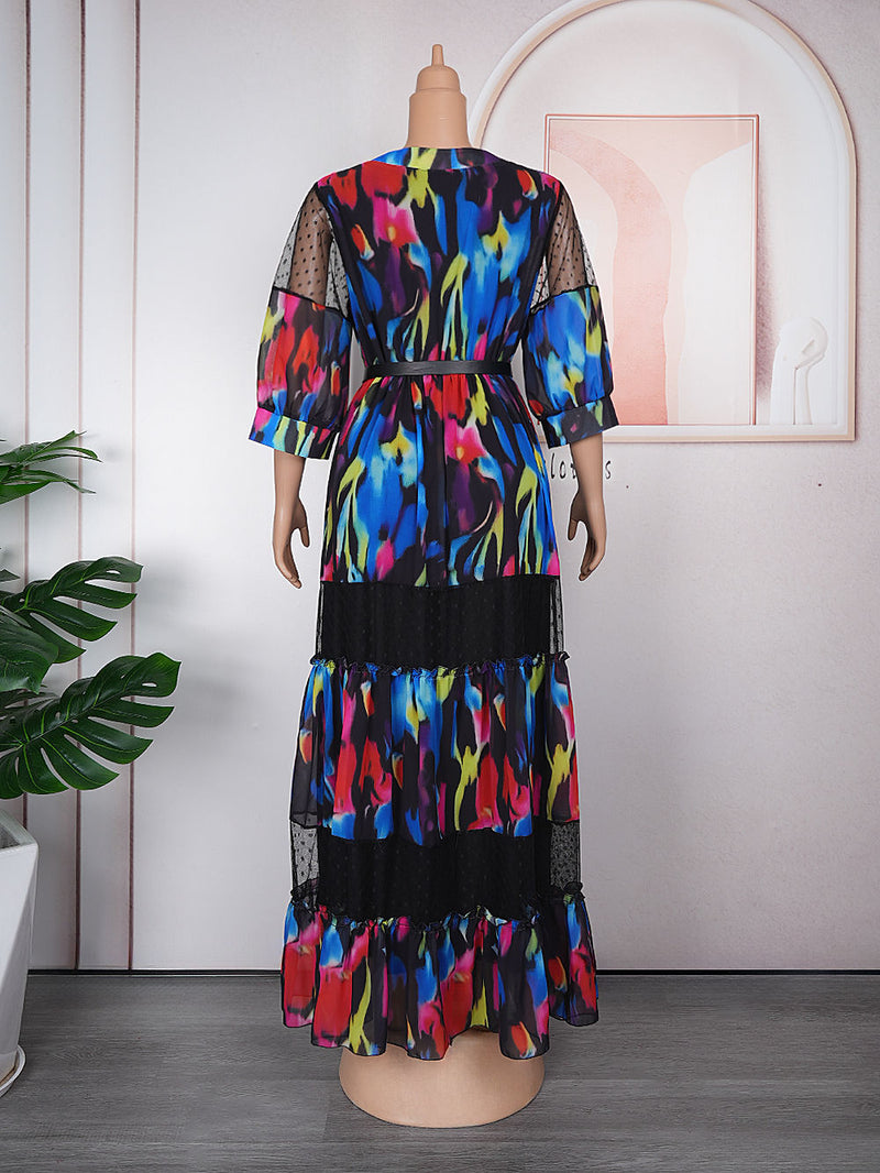 HDAfricanDress African Print Dresses For Women 2023 Plus Size Evening Party Elegant Kaftan Maxi Dress 604