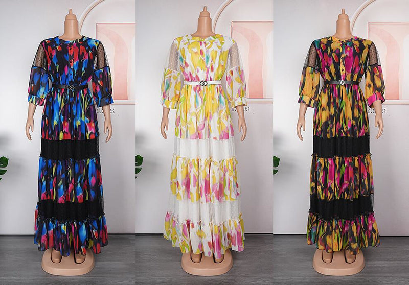 HDAfricanDress African Print Dresses For Women 2023 Plus Size Evening Party Elegant Kaftan Maxi Dress 608