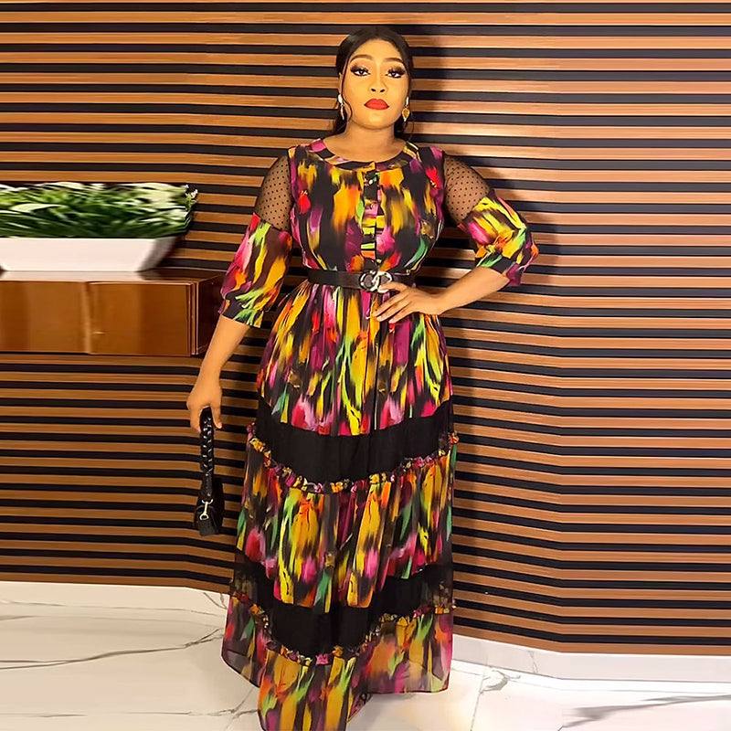 HDAfricanDress African Print Dresses For Women 2023 Plus Size Evening Party Elegant Kaftan Maxi Dress 6011