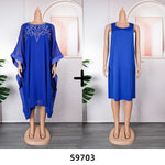 HDAfricanDress 2023 Summer Chiffon Dresses African Women Plus Size Two Piece Set Elegant Long Sleeve 606