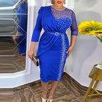 HDAfricanDress African Women 2023 Wedding Party Bodycon Robe Dashiki Luxury Crystal Dress Gown 101