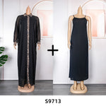 HDAfricanDress African Chiffon Dresses For Women Dubai Muslim Abaya Leopard Print Maxi Rob 6011