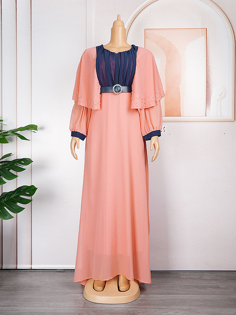 HDAfricanDress 2023 Summer African Dresses For Woman Dubai Turkey Long Sleeve Plus Size Chiffon Dress 602