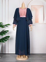 HDAfricanDress 2023 Summer African Dresses For Woman Dubai Turkey Long Sleeve Plus Size Chiffon Dress 6010