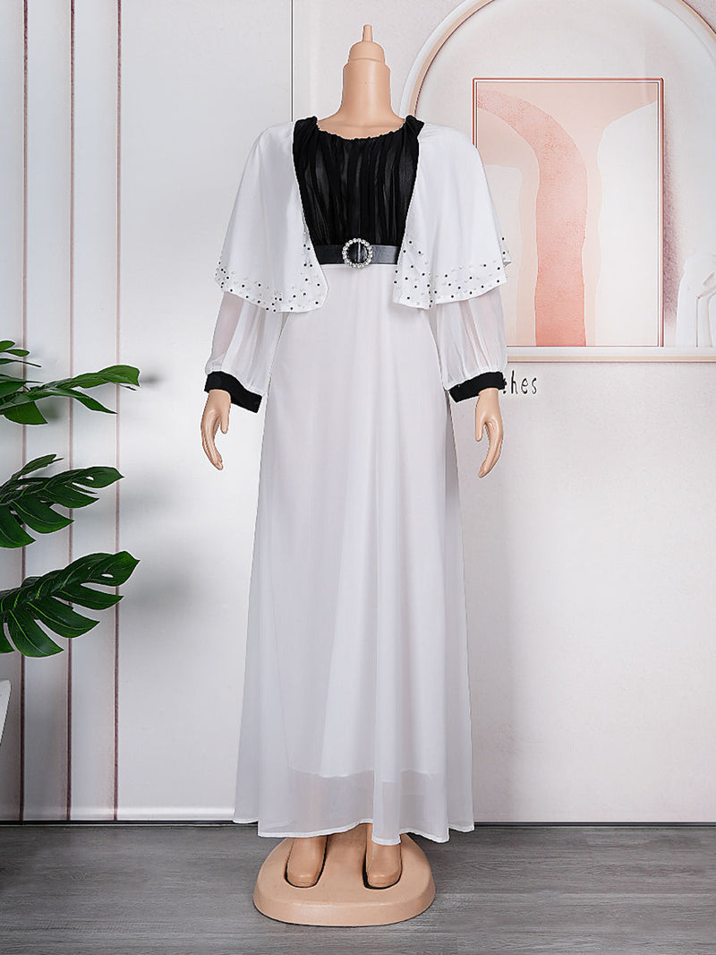 HDAfricanDress 2023 Summer African Dresses For Woman Dubai Turkey Long Sleeve Plus Size Chiffon Dress 6012