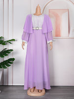 HDAfricanDress 2023 Summer African Dresses For Woman Dubai Turkey Long Sleeve Plus Size Chiffon Dress 6014