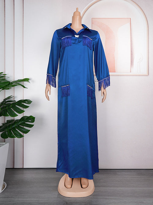HDAfricanDress African Dresses For Women Dashiki Ankara Tassel Long Maxi Dress Traditional Large Size 602
