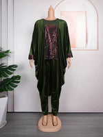 HDAfricanDress African Women Ankara Dashiki 2 PCS Set Sequin 2023 Velvet Top Pant Trousers Suits 611