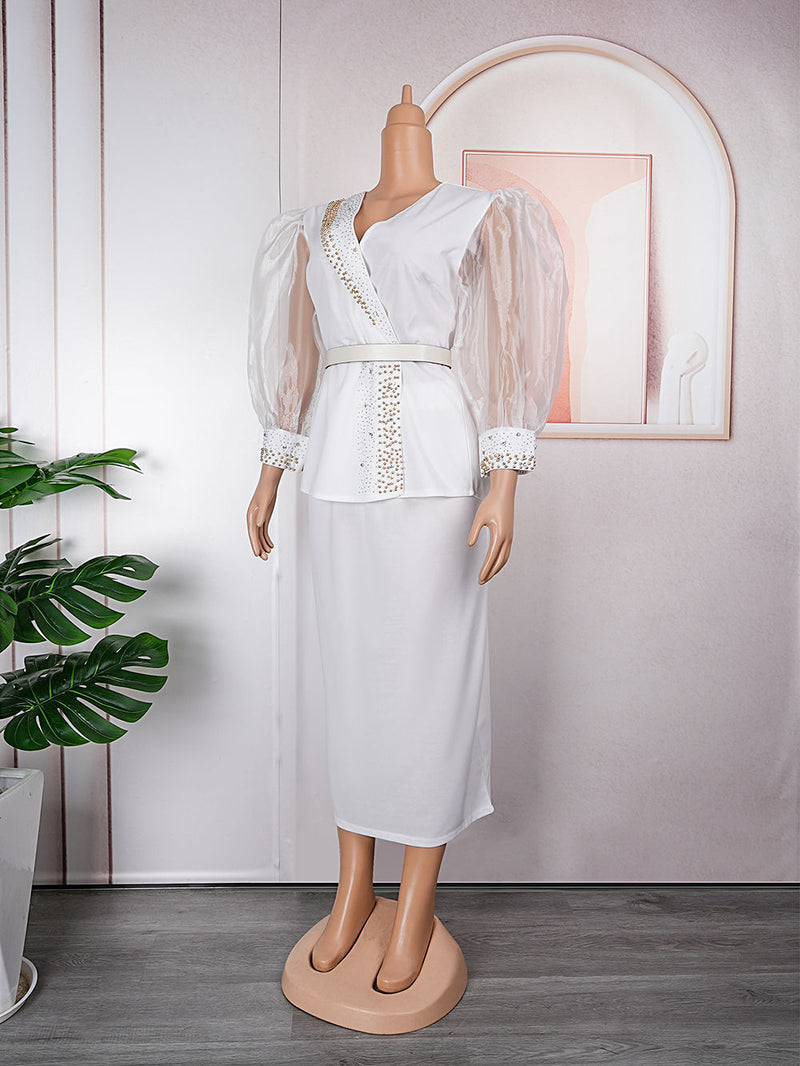 HDAfricanDress African Dresses For Women Two Pieces Set Top Skirt Suit Dashiki Ankara Wedding Party 2023 603