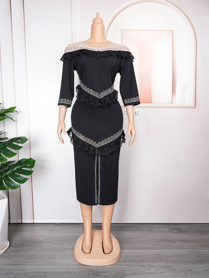 HDAfricanDress Plus Size African Party Dresses For Women 2023 New Ankara Lace Elegant Turkey Dress 609