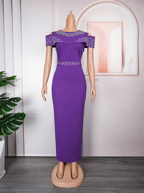 HDAfricanDress Elegant African Dresses For Women Short Sleeve Plus Size Lady Wedding Party Dress 602